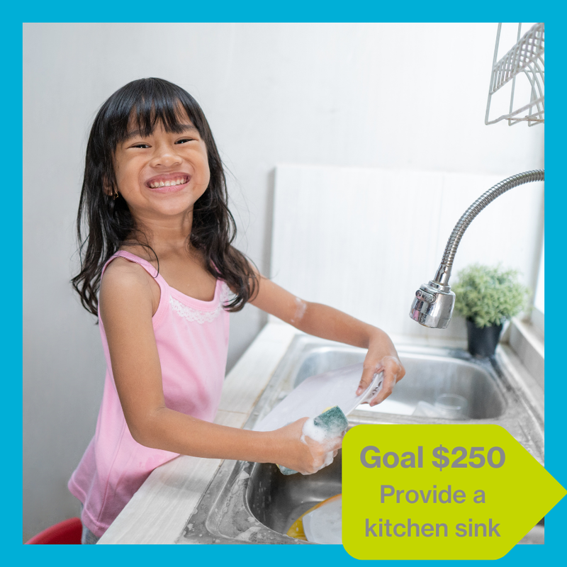 Raise $250 to provide a kitchen sink